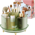 Clear Rotating Makeup Organizer Countertop for Vanity, 360° Makeup Brush Holder Organizer with 5 Compartments, Transparent Cosmetic Storage for Lipstick, Skincare, Bathroom Counter(Transparent Green) by Unknown