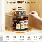 Lazy Susan Organizer for Cabinet, Pantry, Countertop (2 Tier 14" x 10" Clear - 1 Pack, Rectangular) - Image 4