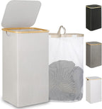 IEGrow Laundry Hamper with Lid,110L Laundry Basket with Mesh Bag,Light Grey by iEGrow