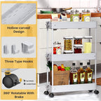 SPACEKEEPER Slim Rolling Storage Cart, 3 Tier Bathroom Cart Organizer, Gray - Image 7