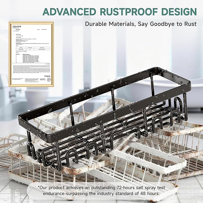 Veken Shower Caddy 3-Pack, Advanced Rustproof Design, No Drilling Adhesive Shelves, Rack with Soap Holder, Large Capacity Bathroom Organizers and Storage, Wall-Mounted Kitchen & Home Decor, Black - Image 4