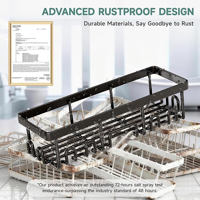 Veken Shower Caddy 6-Pack with Hooks, Bathroom Organizers & Storage, Black - Image 4