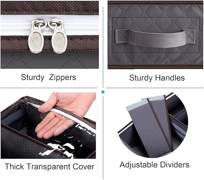 Set of 2, Under Bed Shoe Storage Organizer, Gray - Image 3