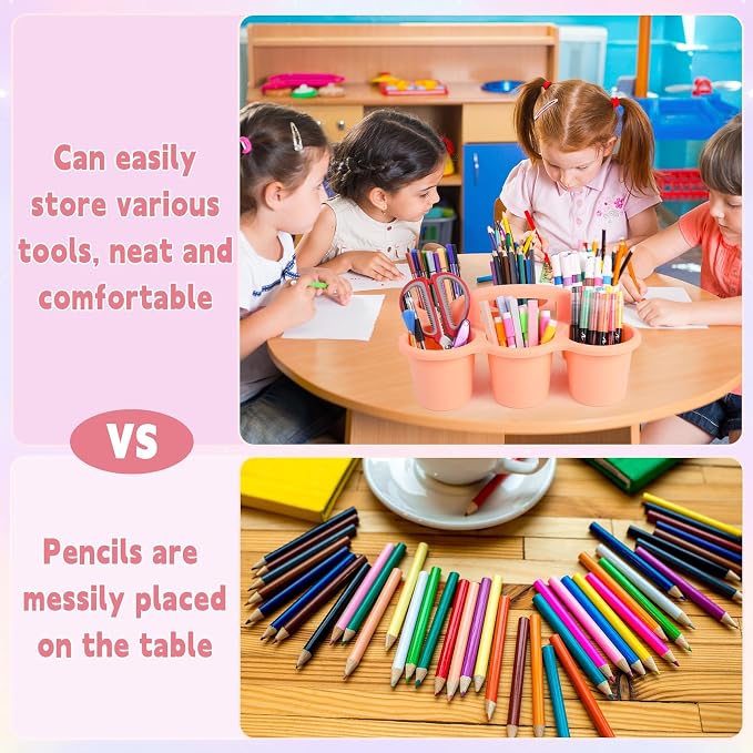 6 Pack Classroom Caddy Organizer with Handle, 6 Compartments, Pastel - Image 4