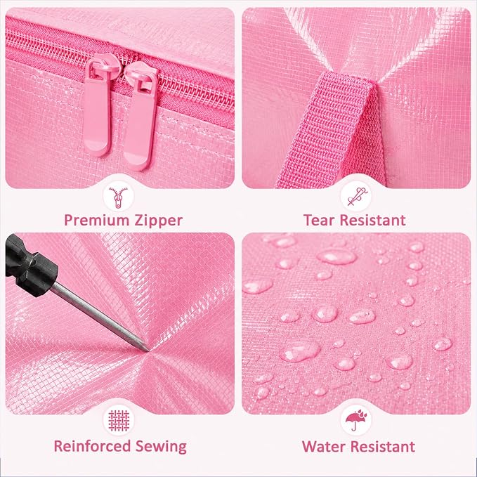 Songrey Extra Large Heavy Duty Moving Bags, 12 Pack, Pink - Image 3