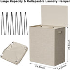 WOWLIVE 154L Double Laundry Hamper 2 Section with Lid and Removable Bags - Image 5