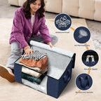 Fab totes 6 Pack Storage Bags for Clothes Blanket Storage Bins with Lids | Foldable Closet Organizers with Zippers,Window and Handles,Fabric Storage Bins for Sweater,Comforter,Bedding,Dorm essentials - Image 4