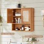 LEYAOYAO Rattan Bathroom Wall Storage Cabinet, Boho Medicine Cabinet - Image 4
