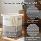 OIAHOMY 80L Laundry Basket Laundry Hamper Nursery Hamper White&Gray - Image 5