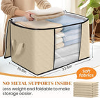Fab totes 90L Clothes Storage, Foldable Thick Fabric Blanket Storage Bags | Foldable Containers with Zippers,Window and Handles for Organizing Bedroom, Closet, Comforter, Bedding,Dorm essentials - Image 2