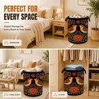 Vintage Birds Laundry Basket,Rustic Flowers Oxford Cloth Foldable Hamper with Handles, Portable Clothes Storage Bucket and Laundry Bag for Bathroom Laundry Room Bedroom Dorm - Image 7