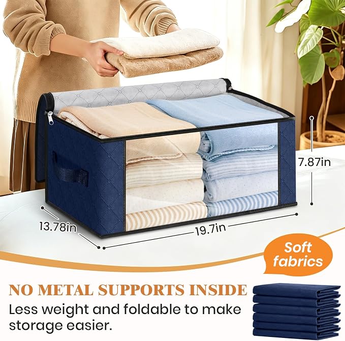 Fab totes 35L Closet Organizers, Foldable Under Bed Storage Containers | Storage Bags with Zippers,Window and Handles for Organizing Bedroom, Closet, Clothing,Organization with Handle - Image 2