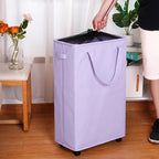 efluky Slim Laundry Hamper with Wheels, Rolling Laundry Basket for Clothes, Small Laundry Basket for Bedroom, Dorm and Laundry Room, 75L (19.8 Gallons) Purple - Image 4