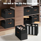 Shoe Organizer for Closet, 2-Pack Foldable Shoe Storage Box with Adjustable Dividers & Clear Cover, Fits 16 Pairs, Black, Durable and Space-Saving - Image 3