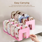 HBlife Pink Acrylic Kids Shoe Rack for Closet Organizers and Storage, Small Shoe Rack 4 Sections Toddler Baby Shoe Storage Organizer Stackable Shoe Shelf,Desk File Sorter Book Purse Organizer(2 Pack) - Image 5