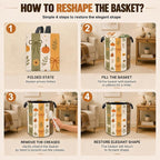 Decorative Laundry Hamper with Fall Pumpkin,Autumn Flower Foldable Oxford Basket with Handles, Portable Clothes Storage Organizer and Dirty Clothes Basket for Laundry Room Bedroom Bathroom Dorm - Image 6