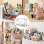 Novabright 4 Pcs Clear Plastic Storage Bins Stackable Pantry Storage Organizer Kitchen Cabinet Organizers Ideal Containers for Coffee Pod Tea Sugar Bag Office Fridge Caddy - Image 6