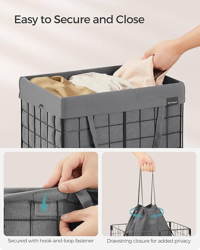 SONGMICS Laundry Hamper, Collapsible, 11 Gal. (50L) - Image 4
