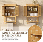 AmazerBath Bathroom Wall Cabinet, Bamboo Over The Toilet Storage Cabinet, Hanging Medicine Cabinets with Towel Bar, Wall Mounted Storage Shelf with Adjustable Shelves for Small Spaces - Image 3