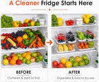 SMRCAD Clear Fridge Bins with Drain Trays - BPA-Free PET, Stackable - Image 7