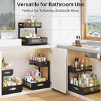 Under Sink Organizer, 2 Tier Pull Out Under Cabinet Organizer Shelf with Pad for Framed Cabinets, Metal Slide Out Under Sink Storage, Mesh Sliding Drawers for Kitchen Bathroom Laundry(Black, 1 Pack) - Image 9
