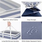 HomeHacks 2 Pack Large Laundry Baskets, Laundry Hampers Bags (Blue 88Lx2) | Waterproof, Freestanding, Collapsible Clothes Hamper with Reinforced Handles in Laundry Room, Dorm, Bathroom, Bedroom - Image 2