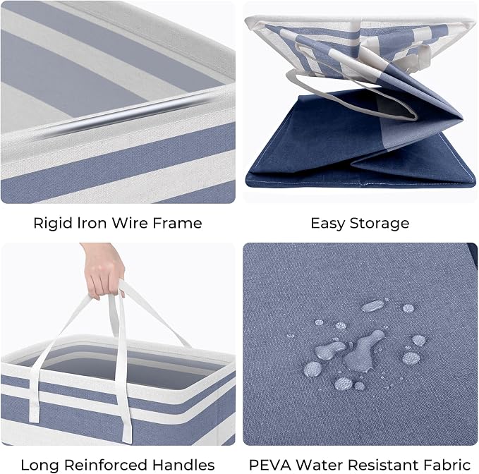 HomeHacks 2 Pack Laundry Baskets, Laundry Hampers Bags (Blue+Pink 125L) | Waterproof, Freestanding, Collapsible Clothes Hamper with Reinforced Handles in Laundry Room, Dorm, Bathroom, Bedroom - Image 2