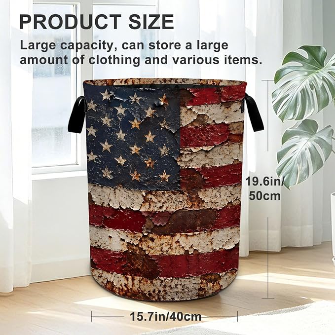 Flag Laundry Basket Foldable Oxford Laundry Hamper With Handle For Room Bathroom Bedroom - Image 2