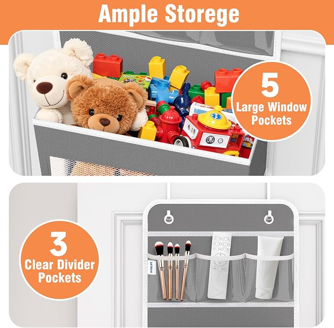 Over The Door Organizer Storage Large Capacity Hanging Bedroom Storage | 6 Shelves, Detachable, 40 LB Capacity, Mesh Design, Clear Window, Sturdy, Storage Organizer for Nursery, Pantry & Closet - Image 4
