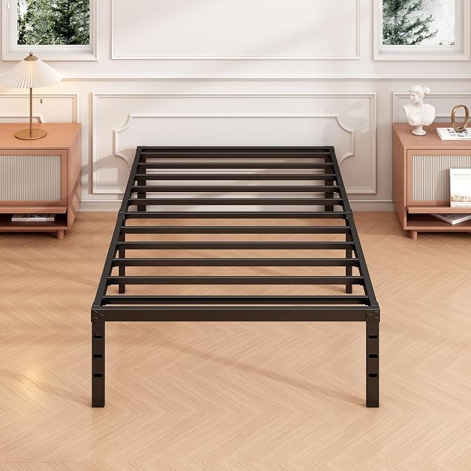 Hafenpo 14 Inch Twin Bed Frame, Under Bed Storage, Black - Image 6