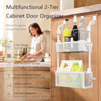 2-Tier Over Cabinet Door Organizer, White, 13" W x 5" D x 18" H - Image 3