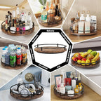 Lazy Susan Organizer：9 Inch Rotating Spice Rack for Kitchen Countertop Round Wooden Turntable Holder for Cabinet, Dining Table, Cupboard Storage – Black - Image 6