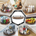 Lazy Susan Organizer：11 Inch Black Wooden Turntable Holder for Pantry&Dinning Table Rotating Round Spice Rack for Dresser Makeup, Counertop, Home&Kitchen - Image 6