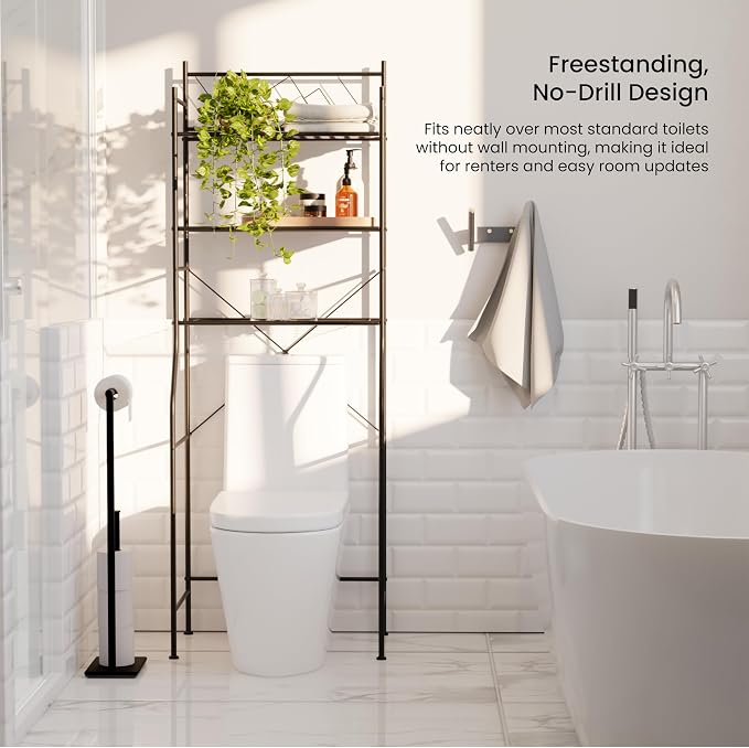 Home Zone Living Over-the-Toilet Bathroom Storage Cabinet Organizer - Image 4