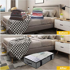 Onlyeasy Foldable Underbed Bags - 2 Pack Blankets Clothes Comforters Storage Bag Breathable Zippered Organizer for Bedroom with Clear Window and 4 Handles, 100 x50 x15cm, Linen-Like Black, MXAUBBP2 - Image 4