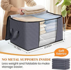Fab totes 6 Pack Storage Bags for Clothes Blanket Storage Bins with Lids | Foldable Closet Organizers with Zippers,Window and Handles,Fabric Storage Bins for Sweater,Comforter,Bedding,Dorm essentials - Image 2