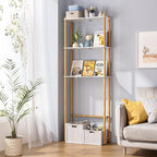 AmazerBath Bamboo Over The Toilet Storage Shelf, 3-Tier Bathroom Storage Organizer Shelf, Above Toilet Storage Rack, Space Saver, White and Natural Color - Image 6