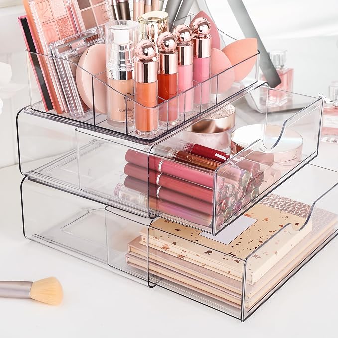 Vtopmart 5 Tier Clear Makeup Organizer with Drawer, Cosmetic Storage for Dresser Countertop and Bathroom Vanity, Beauty Holder for Lipstick Brush Skincare - Image 5