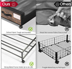 Yecaye Under Bed Storage with Wheels, 4 Pack Under Bed Storage Containers, Underbed Shoe Storage Organizer, Rolling Under Bed Metal Drawers for Clothes, Blankets, Brown - Image 3