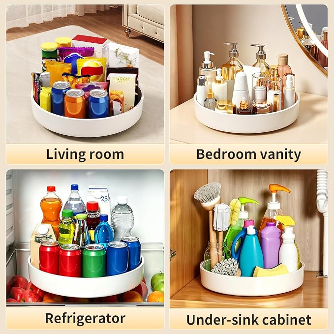 11.8" Lazy Susan Organizer for Cabinet, Turntable Spice Rack with Non-Slip Base & Raised Lip, Pantry Organization and Storage, Kitchen, Fridge, Makeup Vanity, Bathroom Countertop, Under Sink - Image 9