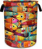 Colorful Fish Laundry Basket Foldable Laundry Hamper With Handles Clothes Storage Bucket Organizer Laundry Bag For Bedroom Bathroom Laundry Storage 19.6 x 15.7 by WtallasiSei