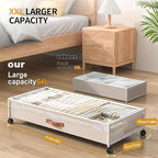 Under Bed Storage Containers with Wheels Large Underbed Shoes Blankets Clothes Toy Storage Drawers for College Dorms Bedrooms Nursery Rooms Organization (White 2 Pack, 7.5in height(36"x16.6"x7.48")) - Image 2