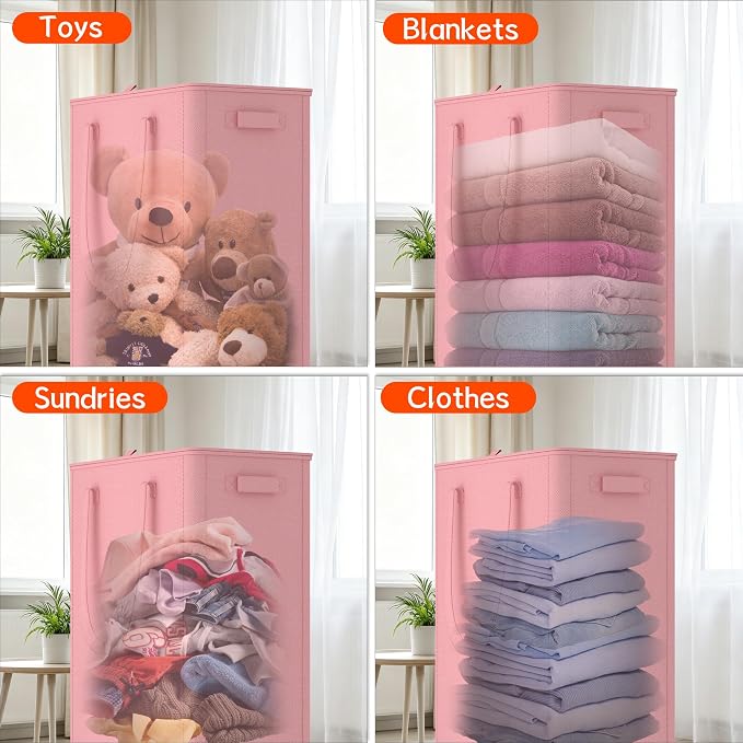 Slim Laundry Hamper with Wheels,15 Gal (55L) Rolling Laundry Basket with lid and wheels Clothes Hamper Foldable Tall Dirty Clothes Basket Sturdy Collapsible Clothes Hamper for Dorm,Laundry Room - Image 6