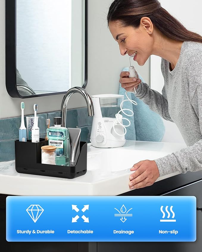 Toothbrush Holder Bathroom Counter Organizer & Storage Detachable - Image 6