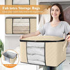 Fab totes 10 Pack Storage Bags for Clothes Blanket Storage Bins with Lids | Foldable Closet Organizers with Zippers,Window and Handles,Fabric Storage Bins for Sweater,Comforter,Bedding,Dorm essentials - Image 5