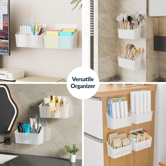 NiHome 4-Pack Cabinet Door Organizer, Adhesive RV Camper Wall Storage Caddy - Image 7