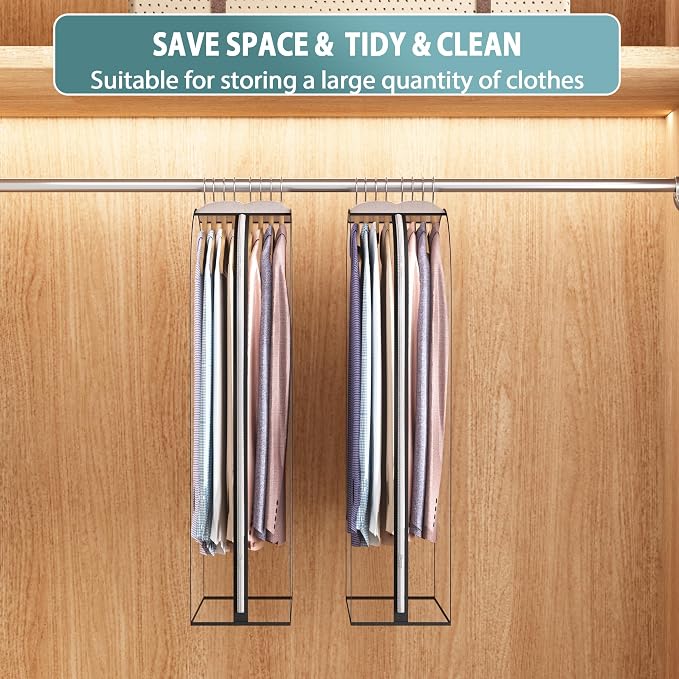 Liuoud Clear Garment Bags for Hanging Clothes 10” Gusseted, 2 Pack, 40” | Suit Bags for Closet Storage with Large Metal Zipper, Breathable odorless Hanging Plastic Clothes Cover for Coat Dress Fur - Image 6