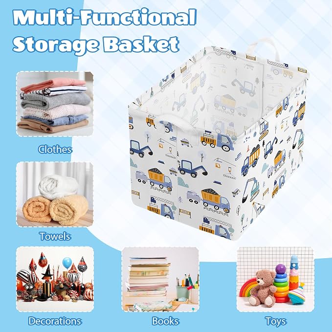 Collapsible Storage Basket Collapsible Fabric Laundry Basket with Handles - Image 5