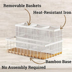 Hair Tool Organizer Countertop, Breathable Metal & Bamboo, Heat-Resistant - Image 2