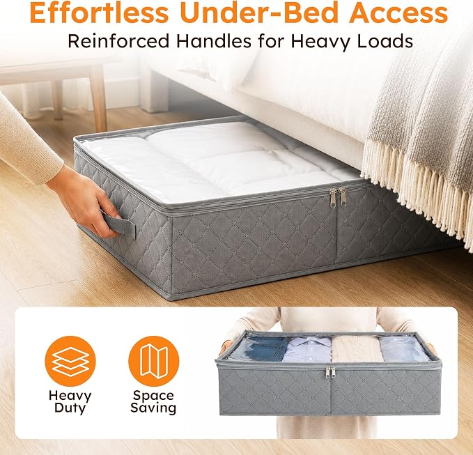 LotFancy Under Bed Storage Bags with Clear Window & Handles, 24” x 16” x 6" - Image 4